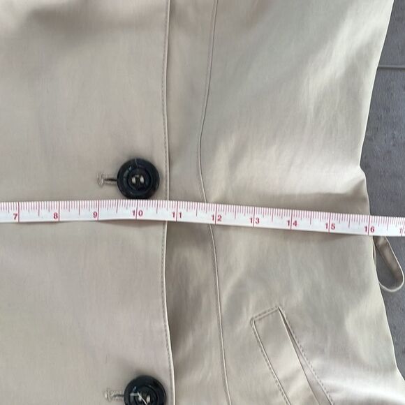 BETSEY JOHNSON women’s beige ruffle collar double breasted trench coat no belt S - Picture 12 of 16